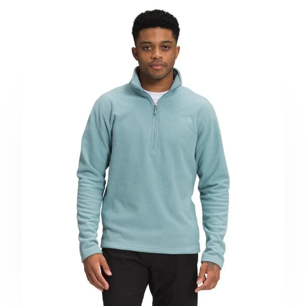 The North Face Mens Textured Cap Rock‎ Quarter Zip Medium Blue Green